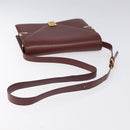 CARTIER Must Line Shoulder Bag Leather Bordeaux Gold Auth BA3311-7
