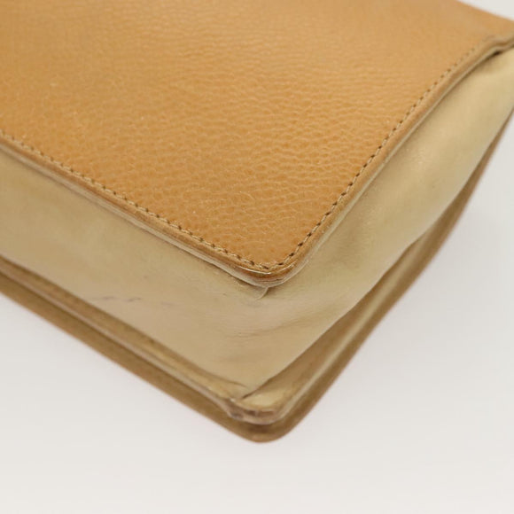 CHANEL Chain Long Wallet Caviar Skin Beige Gold CC Auth BA3314