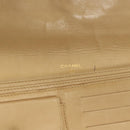 CHANEL Chain Long Wallet Caviar Skin Beige Gold CC Auth BA3314-19