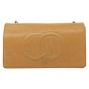CHANEL Chain Long Wallet Caviar Skin Beige Gold CC Auth BA3314-13