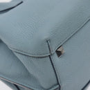 MCM Hand Bag Leather Light Blue Silver Auth BA3318-14