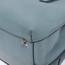 MCM Hand Bag Leather Light Blue Silver Auth BA3318-15