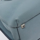 MCM Hand Bag Leather Light Blue Silver Auth BA3318-16