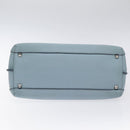 MCM Hand Bag Leather Light Blue Silver Auth BA3318-5