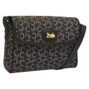 CELINE C Sulky Shoulder Bag Canvas Navy Gold Auth BA3319-1