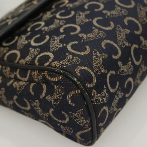 CELINE C Sulky Shoulder Bag Canvas Navy Gold Auth BA3319