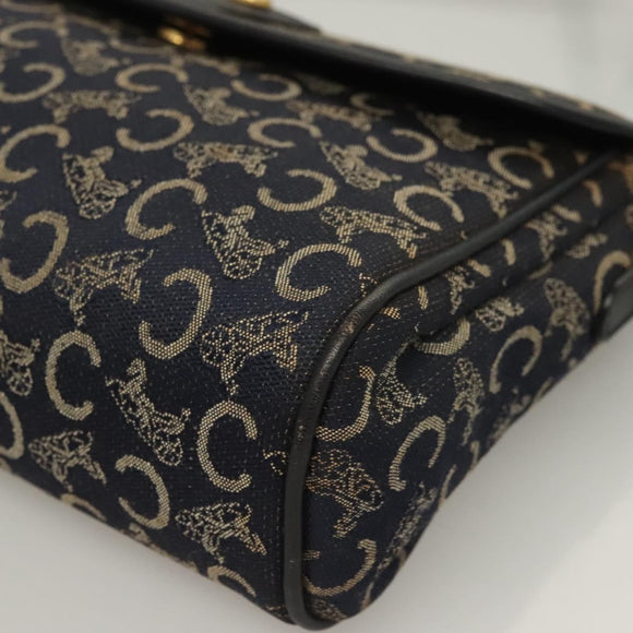 CELINE C Sulky Shoulder Bag Canvas Navy Gold Auth BA3319