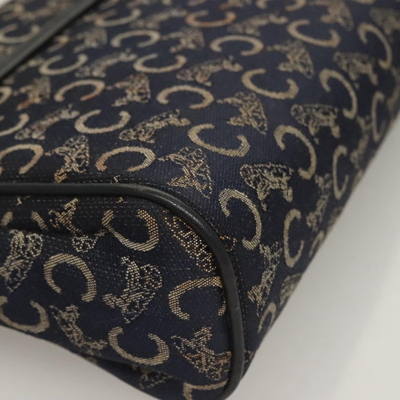 CELINE C Sulky Shoulder Bag Canvas Navy Gold Auth BA3319