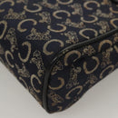 CELINE C Sulky Shoulder Bag Canvas Navy Gold Auth BA3319-16