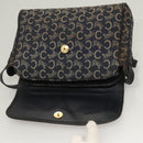 CELINE C Sulky Shoulder Bag Canvas Navy Gold Auth BA3319-10
