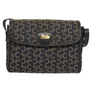 CELINE C Sulky Shoulder Bag Canvas Navy Gold Auth BA3319-13
