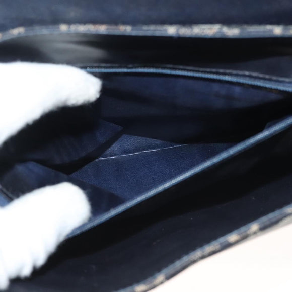 CELINE C Sulky Shoulder Bag Canvas Navy Gold Auth BA3319