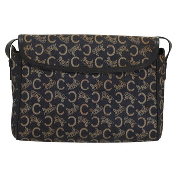 CELINE C Sulky Shoulder Bag Canvas Navy Gold Auth BA3319 - 0
