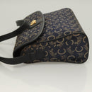 CELINE C Sulky Shoulder Bag Canvas Navy Gold Auth BA3319-4