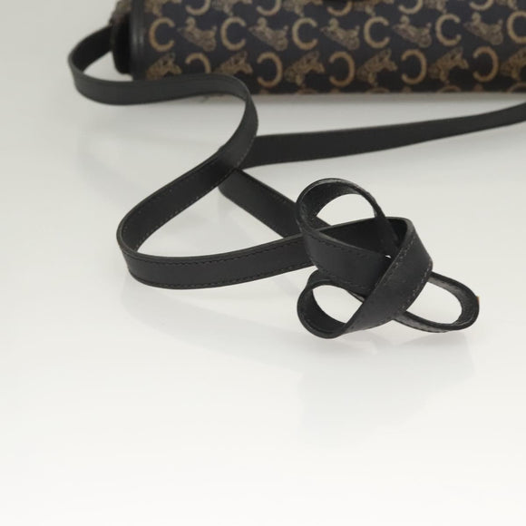 CELINE C Sulky Shoulder Bag Canvas Navy Gold Auth BA3319