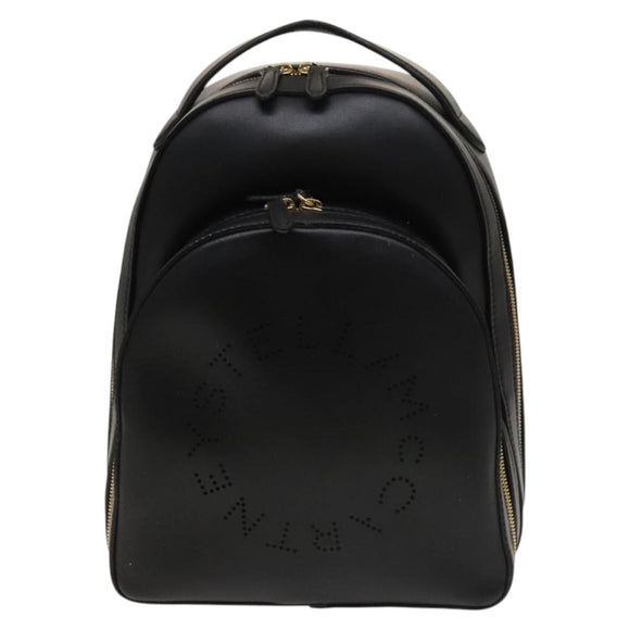 Stella MacCartney Backpack Leather Black Gold 594165 Auth BA3320