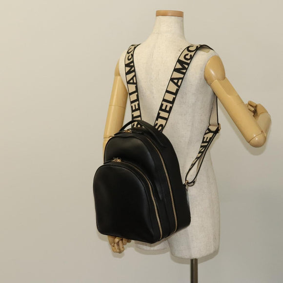Stella MacCartney Backpack Leather Black Gold 594165 Auth BA3320