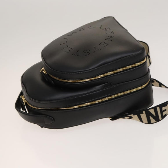 Stella MacCartney Backpack Leather Black Gold 594165 Auth BA3320