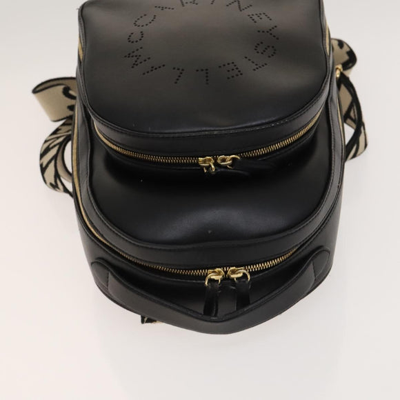 Stella MacCartney Backpack Leather Black Gold 594165 Auth BA3320