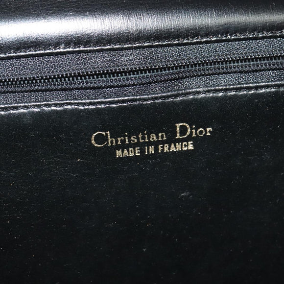 Christian Dior Shoulder Bag Leather Black Gold Auth BA3321