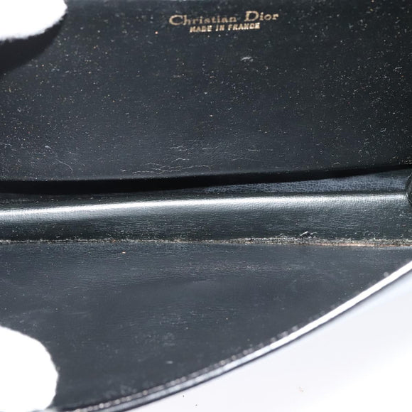 Christian Dior Shoulder Bag Leather Black Gold Auth BA3321