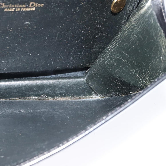 Christian Dior Shoulder Bag Leather Black Gold Auth BA3321