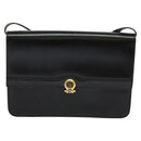 Christian Dior Shoulder Bag Leather Black Gold Auth BA3321-2