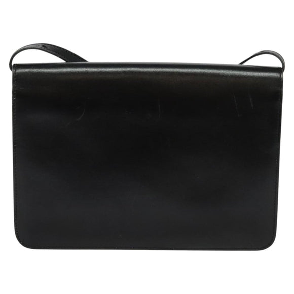 Christian Dior Shoulder Bag Leather Black Gold Auth BA3321