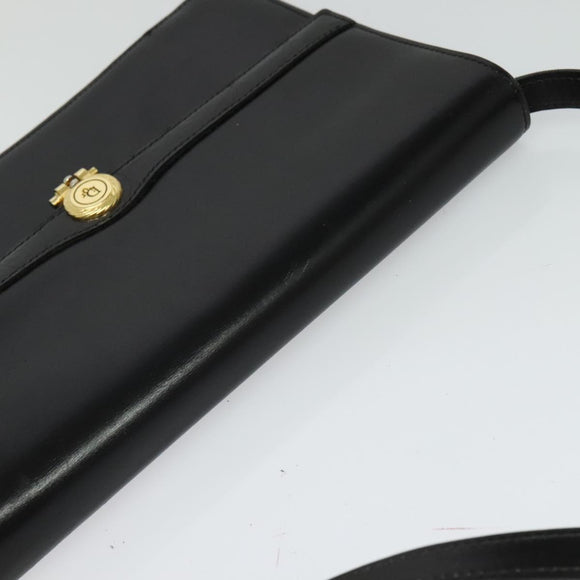 Christian Dior Shoulder Bag Leather Black Gold Auth BA3321
