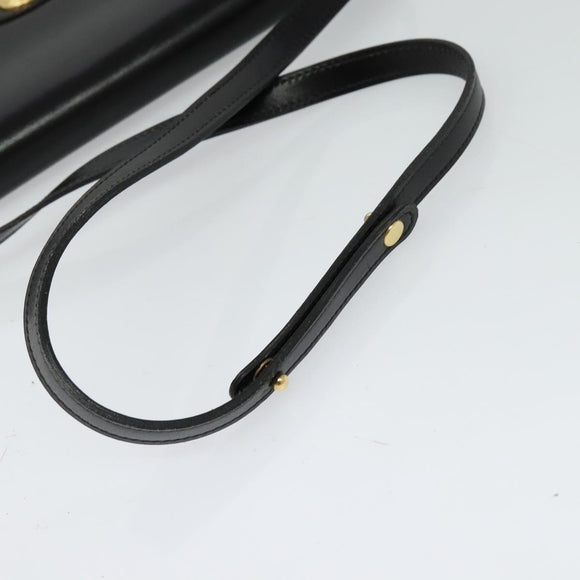 Christian Dior Shoulder Bag Leather Black Gold Auth BA3321