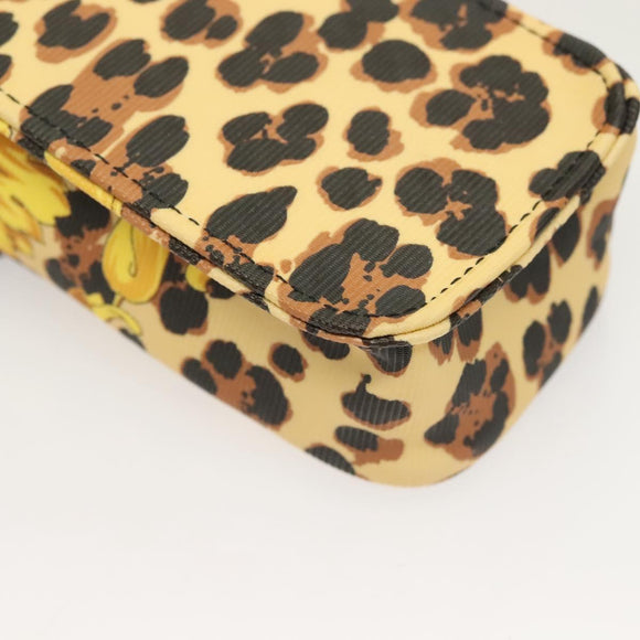 Gianni Versace Shoulder Pouch PVC Leather Yellow Gold Auth BA3323