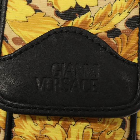 Gianni Versace Shoulder Pouch PVC Leather Yellow Gold Auth BA3323