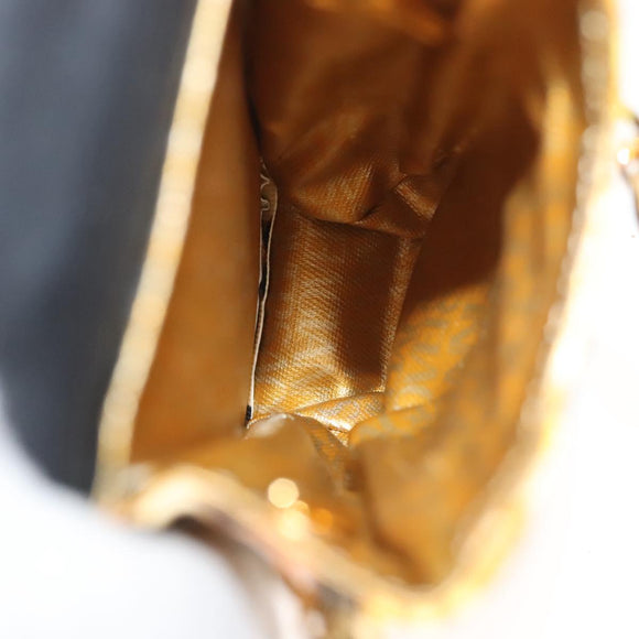 Gianni Versace Shoulder Pouch PVC Leather Yellow Gold Auth BA3323