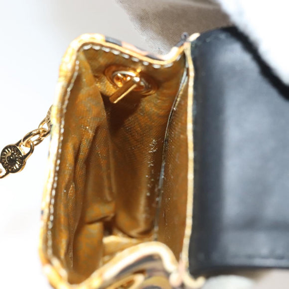 Gianni Versace Shoulder Pouch PVC Leather Yellow Gold Auth BA3323