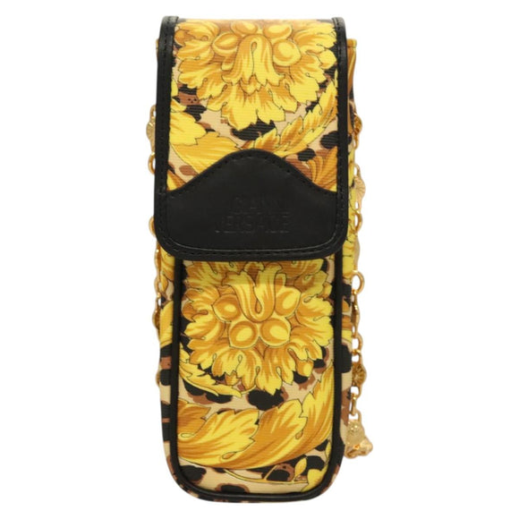 Gianni Versace Shoulder Pouch PVC Leather Yellow Gold Auth BA3323