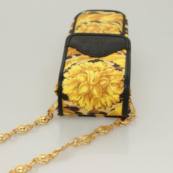 Gianni Versace Shoulder Pouch PVC Leather Yellow Gold Auth BA3323