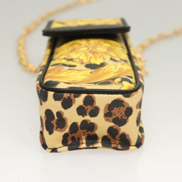 Gianni Versace Shoulder Pouch PVC Leather Yellow Gold Auth BA3323