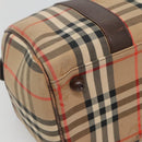 Burberrys Nova Check Boston Bag Canvas Beige Auth BA3332-14