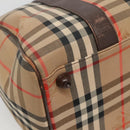 Burberrys Nova Check Boston Bag Canvas Beige Auth BA3332-16