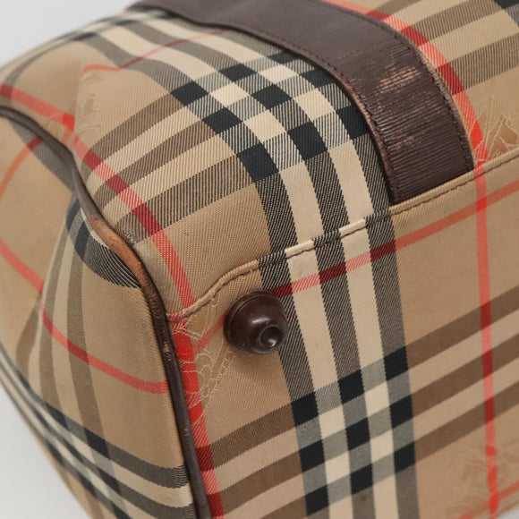 Burberrys Nova Check Boston Bag Canvas Beige Auth BA3332