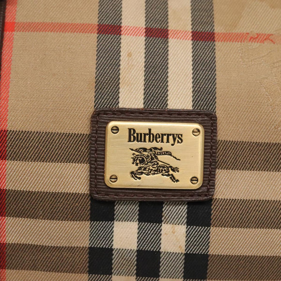 Burberrys Nova Check Boston Bag Canvas Beige Auth BA3332