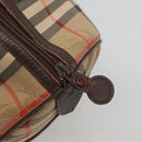 Burberrys Nova Check Boston Bag Canvas Beige Auth BA3332-10