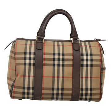 Burberrys Nova Check Boston Bag Canvas Beige Auth BA3332 - 0