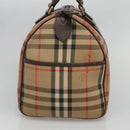 Burberrys Nova Check Boston Bag Canvas Beige Auth BA3332-3