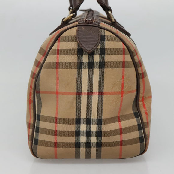 Burberrys Nova Check Boston Bag Canvas Beige Auth BA3332