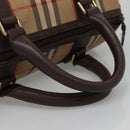 Burberrys Nova Check Boston Bag Canvas Beige Auth BA3332-7