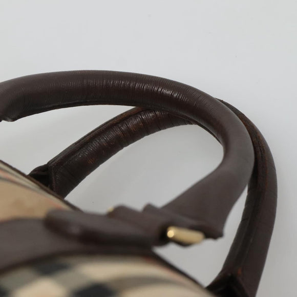 Burberrys Nova Check Boston Bag Canvas Beige Auth BA3332