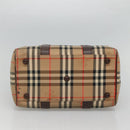 Burberrys Nova Check Boston Bag Canvas Beige Auth BA3332-5