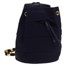 Salvatore Ferragamo Vala Chain Backpack Canvas Navy Gold Auth BA3335-1