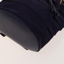 Salvatore Ferragamo Vala Chain Backpack Canvas Navy Gold Auth BA3335-14